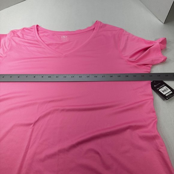 Athletic Works Womens Size XXL 20 Tee Shirt Stretch V-Neck Short Sleeve Pink New - Picture 10 of 13